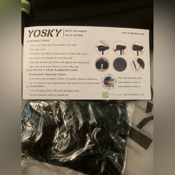BIKE SEAT COVER-YOSKY LARGE BIKE GEL SEAT COVER NEW VERY COMFORTABLE W/BAG - Picture 5 of 10